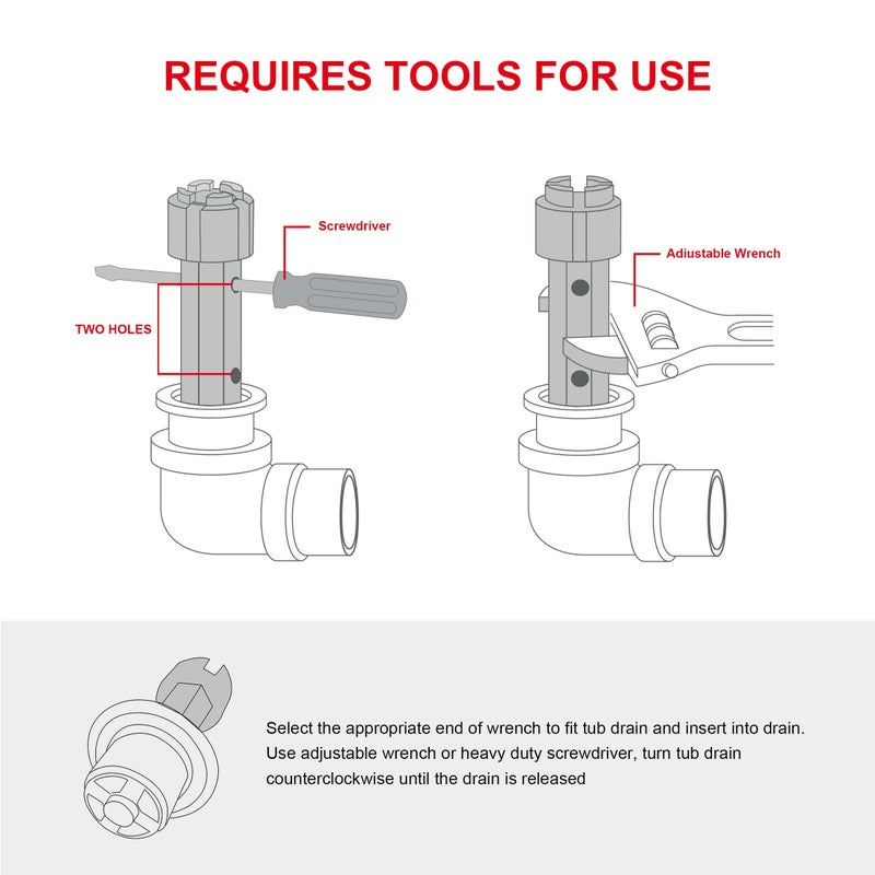 HAUTMEC Tub Drain Remover Wrench Tool Heavy Duty Aluminum Shower Bathtub Drain Removal Tool PL0030 - Image 4